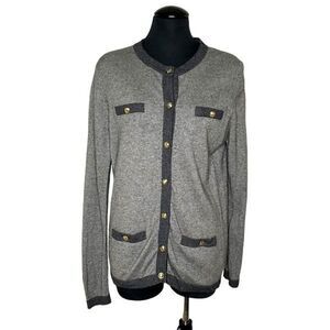 Johnstons Of Elgin Silk Cashmere Gray Cardigan Sweater - Women’s L